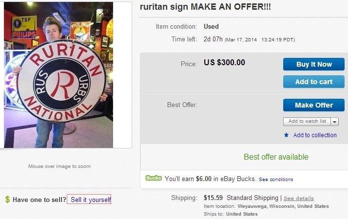 Ruritan sign on Ebay